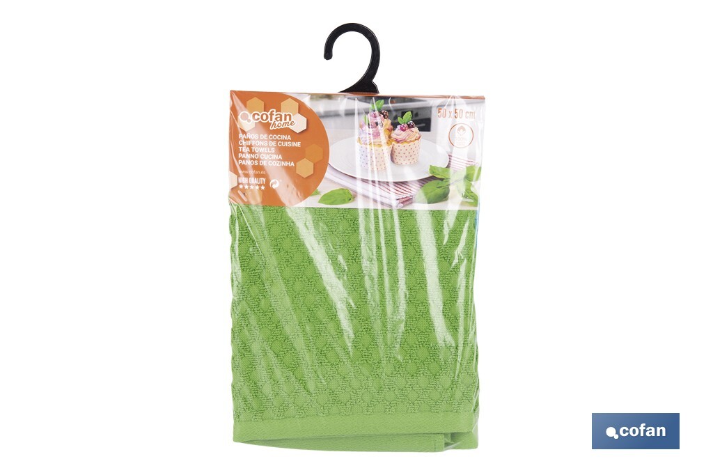 PACK 2 PAÑOS COCINA 50x50 VERDE/AZUL