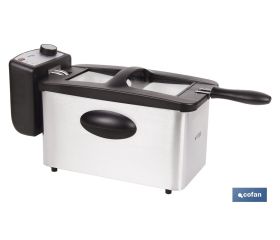 Freidora Eléctrica | Modelo Riaza | Fabricada en Acero Inoxidable cepillado | 2000 W | Capacidad 3 L