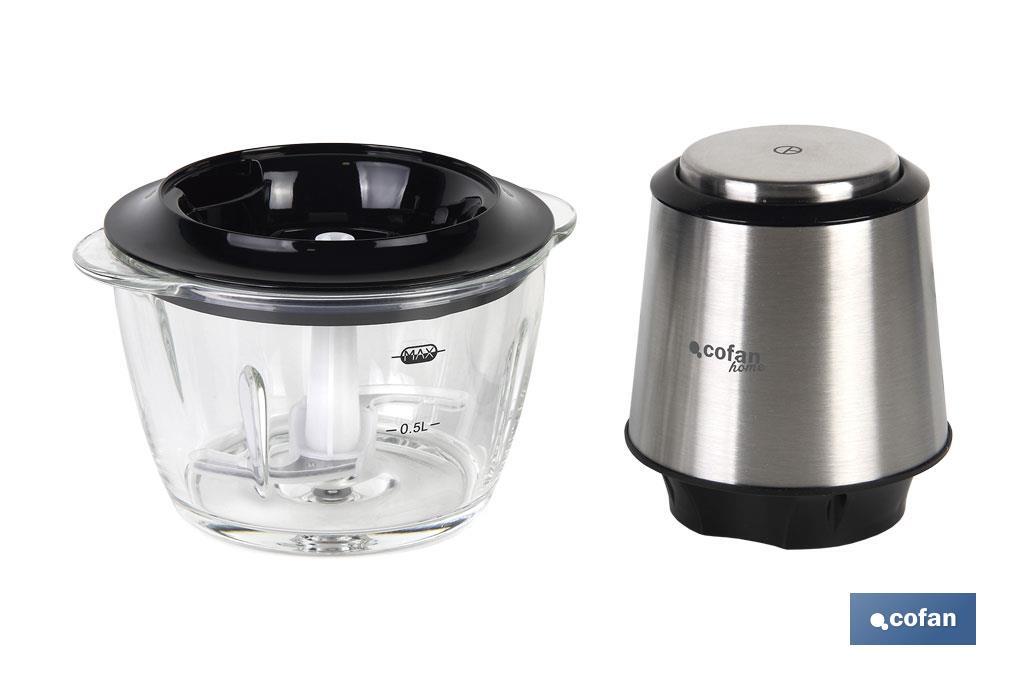 PICADORA ELECTRICA ACERO INOX VASO DE  VIDRIO 1,2 L 400W
