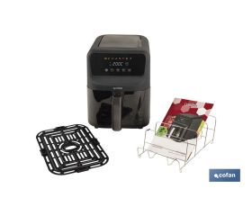Freidora de Aire Digital de 5 Litros | Ventana de visualización con luz + pantalla táctil en color + rejilla para tostar pan | Bajo Consumo 1500W | 8 Programas