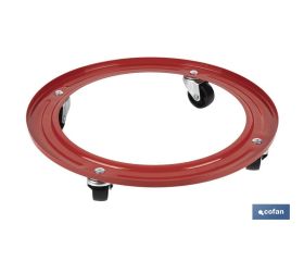 Soporte metálico con 4 ruedas para Bombona de Butano | Resistente hasta 50 kg | Porta bombonas en color rojo