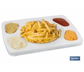 Tabla Salsera para 5 Salsas | Medida 30 x 20 x 1,5 cm | Color Blanco