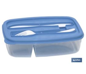 Fiambrera rectangular con cubiertos | Capacidad para 1,5 litros | Disponible en varios colores