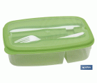 FIAMBRERA VERDE RECTANGULAR CON CUBIERTOS 1,5 L
