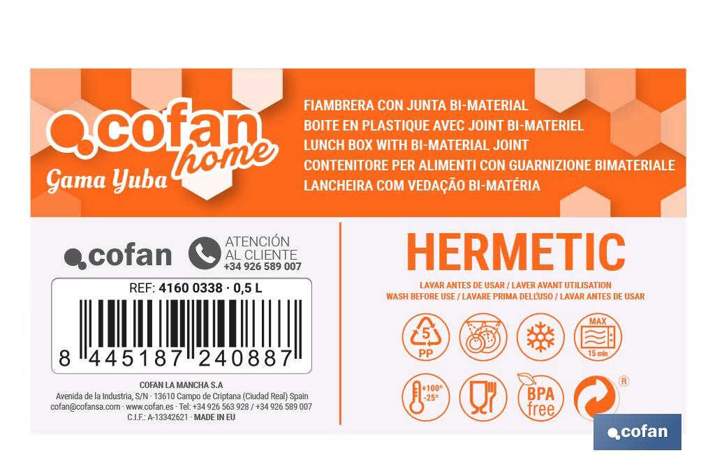 FIAMBRERA VERDE RECTANGULAR CON JUNTA BI-MATERIA MODELO YUBA 0,5 L