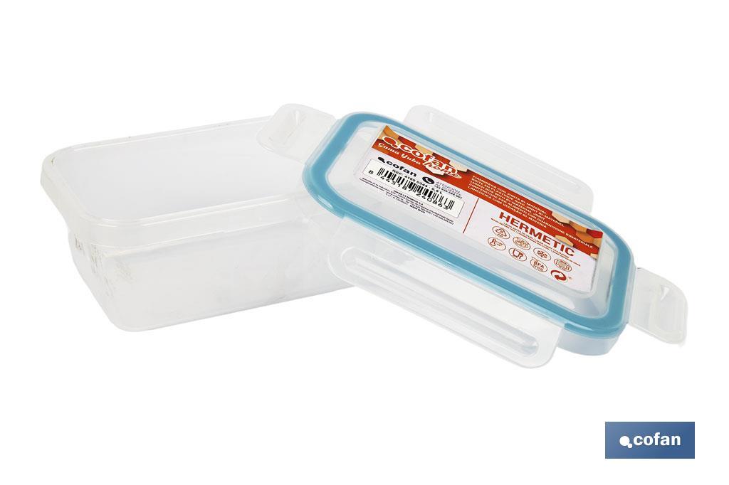 FIAMBRERA AZUL RECTANGULAR CON JUNTA BI-MATERIA MODELO YUBA 0,5 L