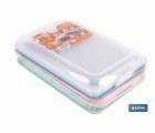 PACK DE 4  PORTAEMBUTIDOS APILABLE CREMA, AZUL, VERDE, NUDE 25 X 17 X 3 CM