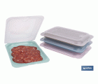 Pack de 4 fiambreras portaembutidos apilables | Tapa transparente | Conservación de alimentos | Medidas: 25 x 17 x 3 cm