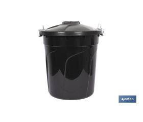 Cubo de Basura | Color Negro | Capacidad 50 L | Con Asas de Cierre Incorporadas Metálicas| Cubo de Basura con Tapa