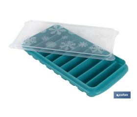 Cubitera de Hielo Rectangular con Tapa | Color Turquesa | Medida: 12,5 x 26 x 4 cm
