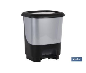 Cubo de basura con pedal Class rígido y resistente | Con capacidad para 10 litros | Color gris y negro