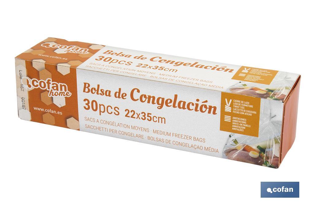 BOLSAS DE CONGELACIÓN MEDIANA 22 X 35 30UDS