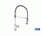 Grifo de cocina monomando con rociador | Caño giratorio 360° | Cuerpo de latón | Medidas: ø5 x 48 x 22 cm | Disponible en acabado cromado