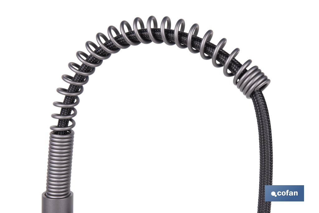 GRIFO DE COCINA MONOMANDO CON ROCIADOR GRIS ANTRACITA