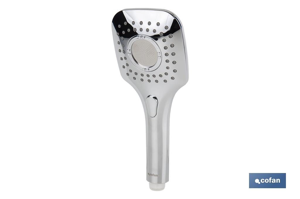 MANGO DUCHA CROMADO CON 3 FUNCIONES CON PULSADOR