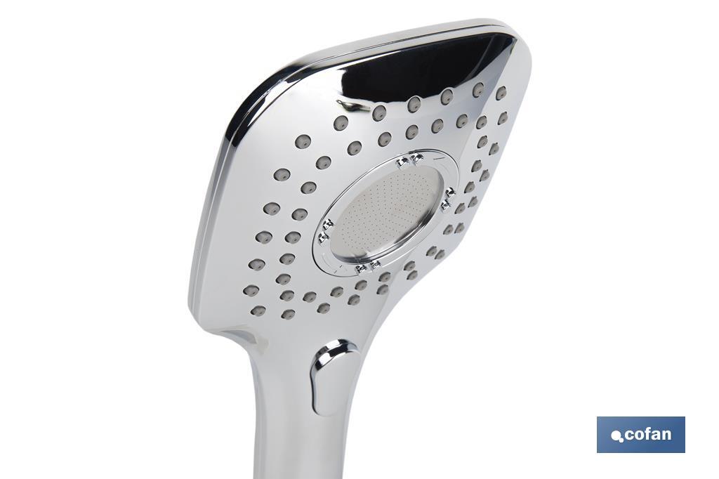 MANGO DUCHA CROMADO CON 3 FUNCIONES CON PULSADOR