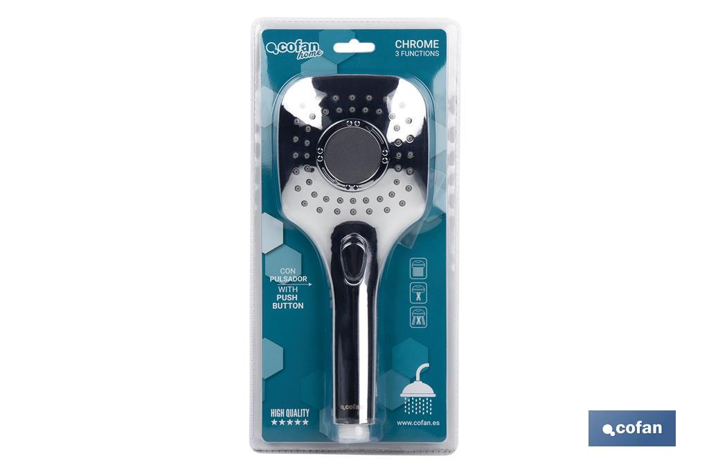 MANGO DUCHA CROMADO CON 3 FUNCIONES CON PULSADOR