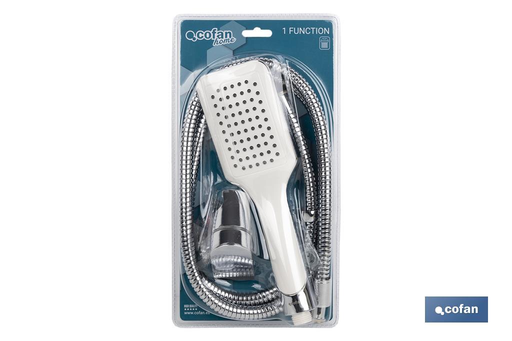 KIT DUCHA 1 FUNC.(MANGO BLANCO+COLGADOR+FLEXO)