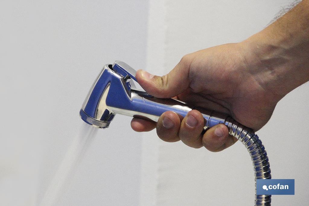 KIT GRIFO DE DUCHA CROMADO CON PULSADOR+COLGADOR+FLEXO