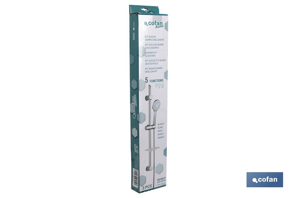 KIT DUCHA BARRA DESLIZANTE 3 PCS 5 FUNCIONES BLANCO