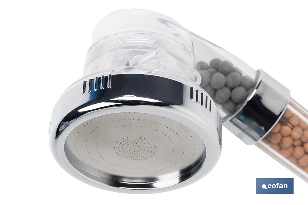 MANGO DE DUCHA IÓNICA CON ESFERAS MINERALES TRES FUNCIONES MODELO RELAX