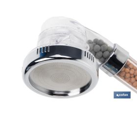 MANGO DE DUCHA IÓNICA CON ESFERAS MINERALES TRES FUNCIONES MODELO RELAX