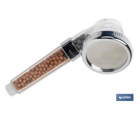 MANGO DE DUCHA IÓNICA CON ESFERAS MINERALES TRES FUNCIONES MODELO RELAX