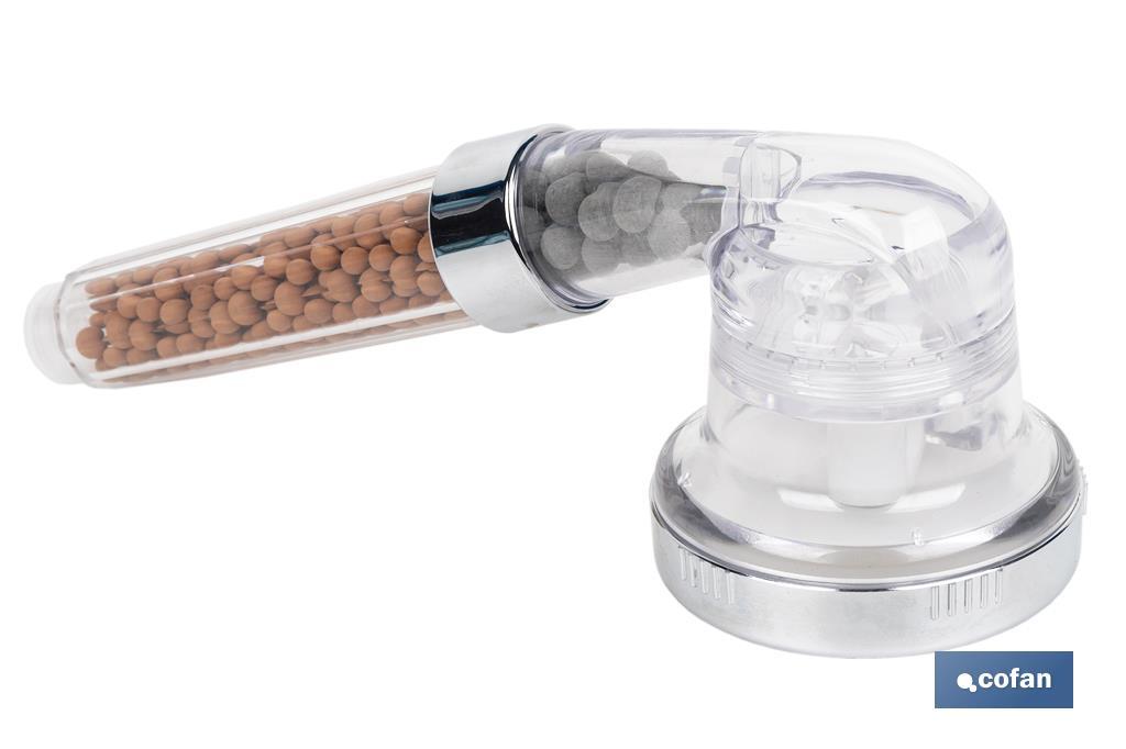 MANGO DE DUCHA IÓNICA CON ESFERAS MINERALES TRES FUNCIONES MODELO RELAX