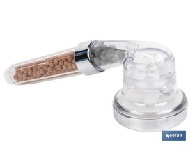 MANGO DE DUCHA IÓNICA CON ESFERAS MINERALES TRES FUNCIONES MODELO RELAX