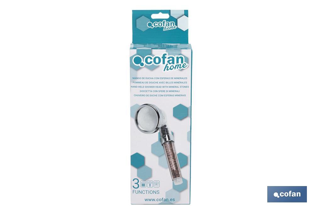 MANGO DE DUCHA IÓNICA CON ESFERAS MINERALES TRES FUNCIONES MODELO RELAX