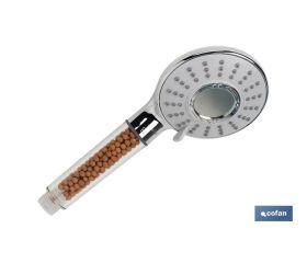 MANGO DE DUCHA IÓNICA CON ESFERAS MINERALES TRES FUNCIONES MODELO SPA