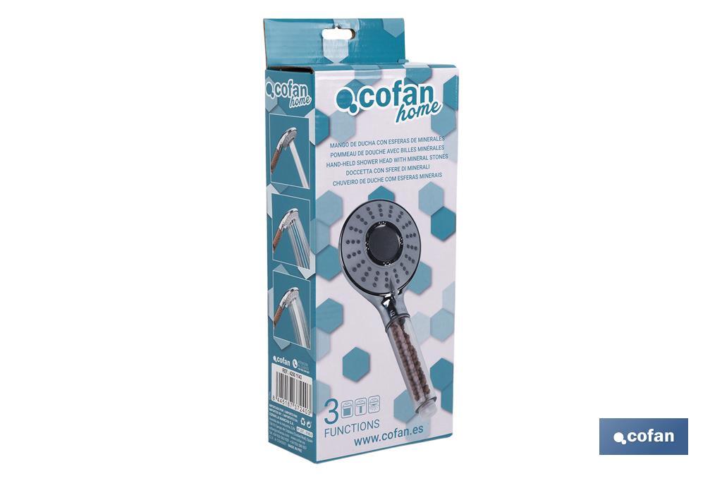 MANGO DE DUCHA IÓNICA CON ESFERAS MINERALES TRES FUNCIONES MODELO SPA