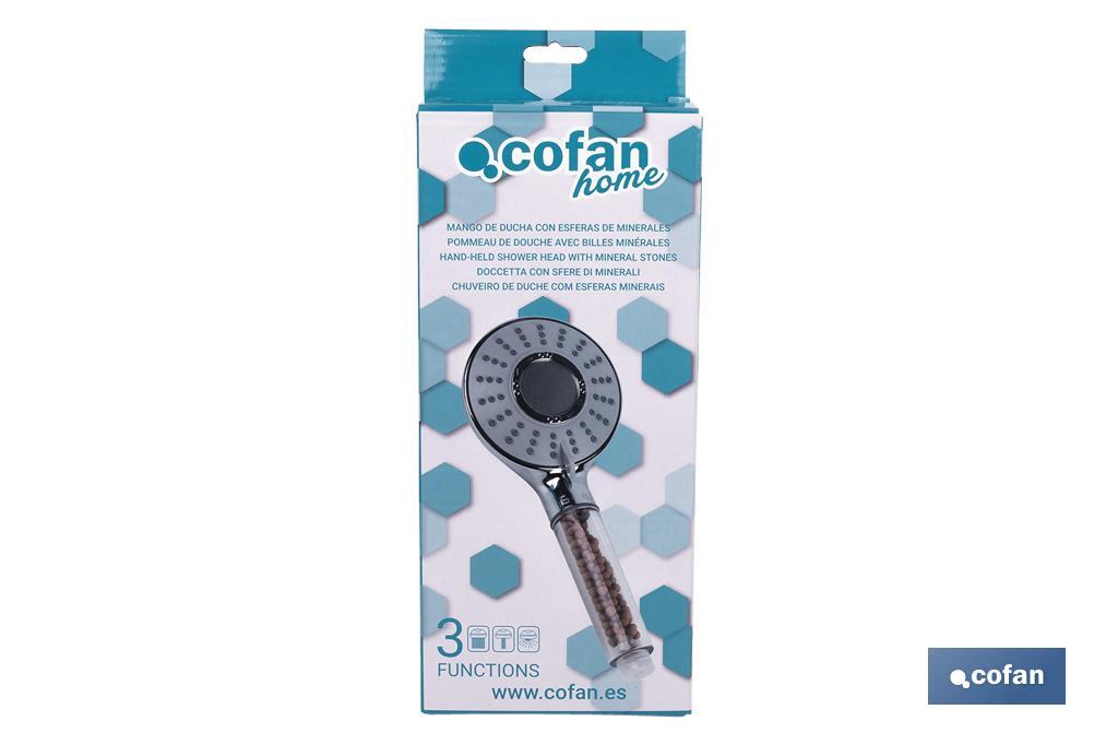 MANGO DE DUCHA IÓNICA CON ESFERAS MINERALES TRES FUNCIONES MODELO SPA