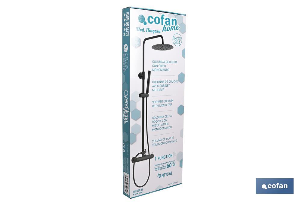 COLUMNA DUCHA NEGRA CON GRIFO MONOMANDO  80-140