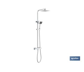 Columna de Ducha Termostática con diseño de Cabezal Cuadrado | Regulable en Altura
