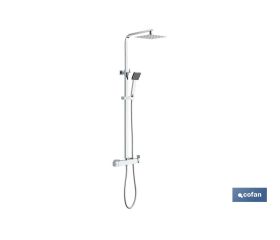Columna de Ducha con Grifo Monomando | Diseño de Cabezal Cuadrado | Regulable en Altura