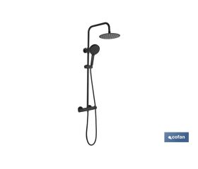 Columna de Ducha Extensible con Grifo Termostático | Grifería con acabado Negro Mate