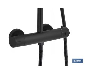 COLUMNA DE DUCHA NEGRA CON GRIFO TERMOSTATICO 90-1,40 CM
