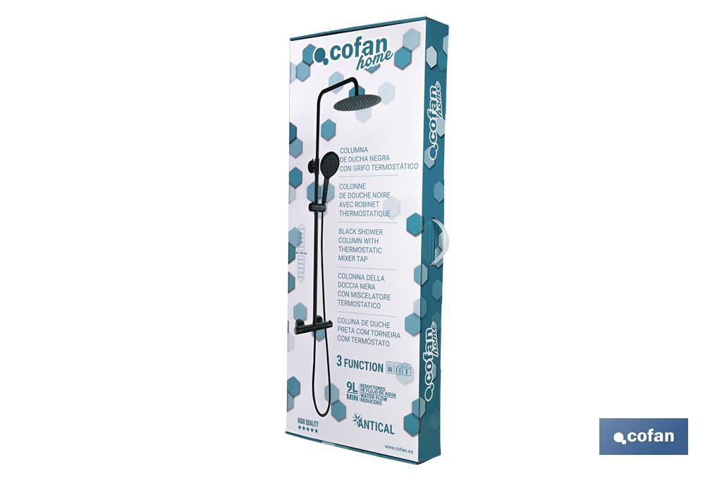 COLUMNA DE DUCHA NEGRA CON GRIFO TERMOSTATICO 90-1,40 CM