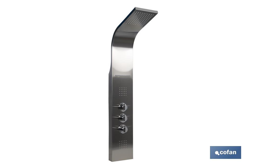 PANEL DE DUCHA ACERO INOXIDABLE ACABADO CEPILLADO 4 FUNCIONES 1.29 X 22,3 CM