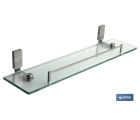 Estante de Vidrio y Acero Inoxidable 304 Satinado | Modelo Madeira | Medida 63 x 16 x 7 cm