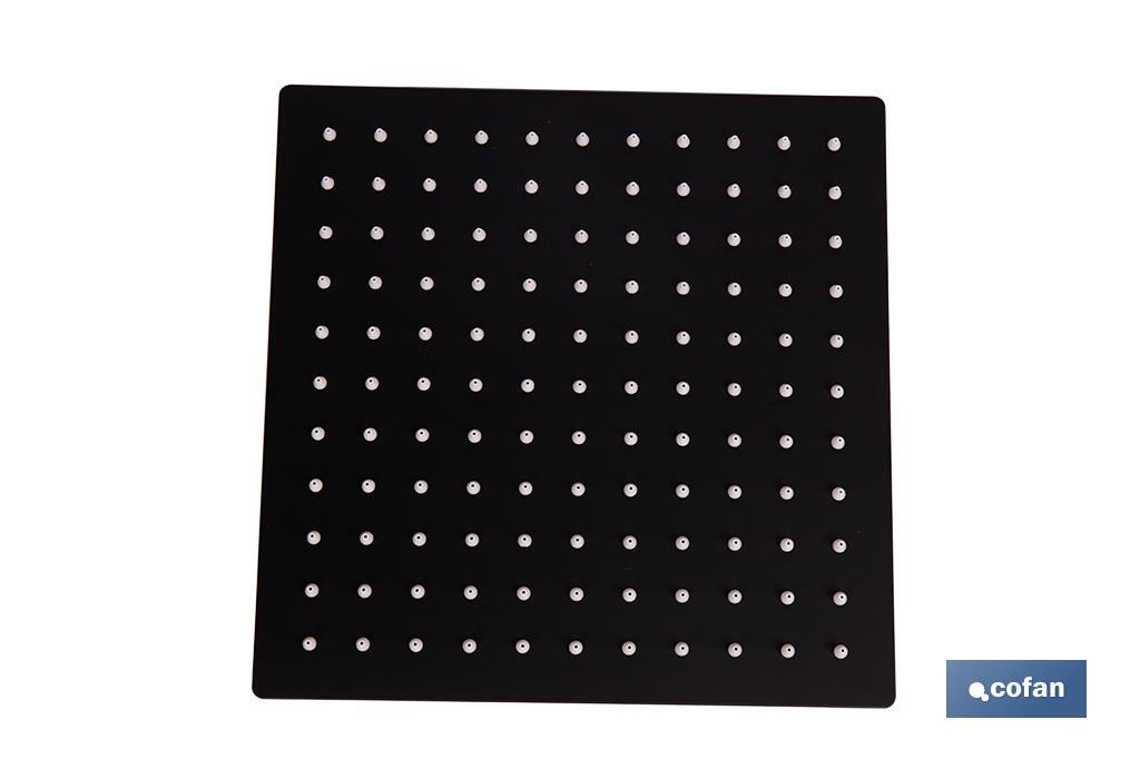 CABEZAL DE DUCHA CUADRADO EXTRAFINO DE ACERO INOXIDABLE 304 NEGRO MATE 24,5 X 24,5 CM