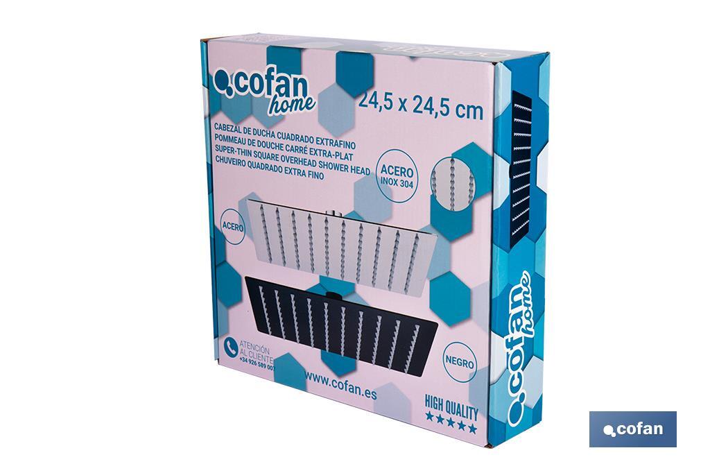 CABEZAL DE DUCHA CUADRADO EXTRAFINO DE ACERO INOXIDABLE 304 24,5 X 24,5 CM