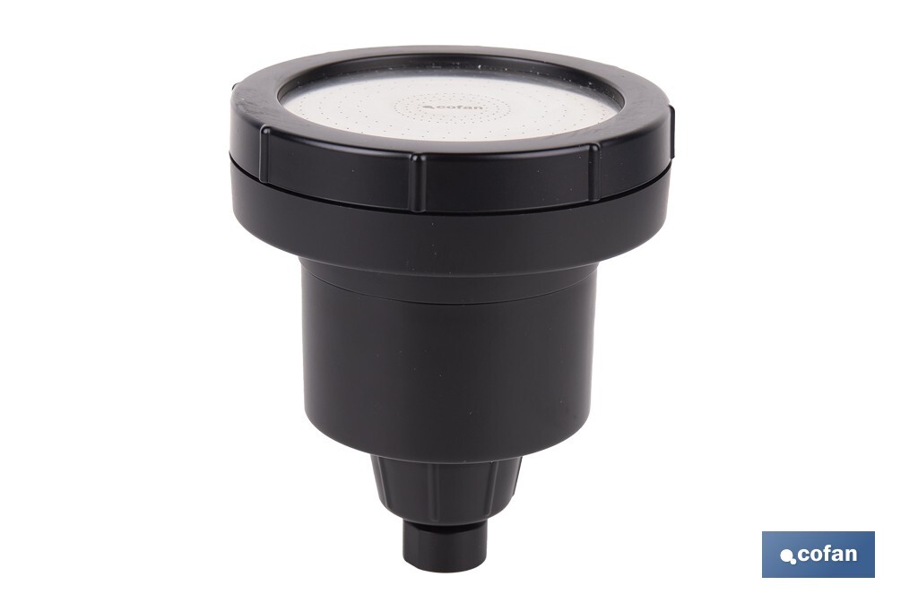 ROCIADOR DE DUCHA CON 15 FILTROS COLOR NEGRO 11,5 X 13,5 CM