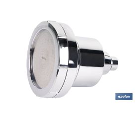 ROCIADOR DE DUCHA CON 15 FILTROS COLOR INOX. 11,5 X 13,5 CM