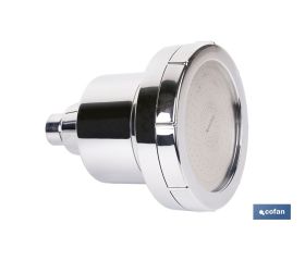 ROCIADOR DE DUCHA CON 15 FILTROS COLOR INOX. 11,5 X 13,5 CM