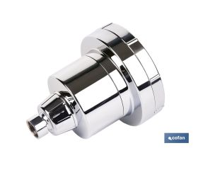 ROCIADOR DE DUCHA CON 15 FILTROS COLOR INOX. 11,5 X 13,5 CM