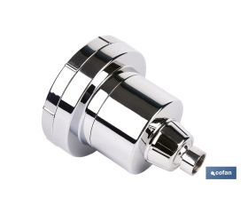 ROCIADOR DE DUCHA CON 15 FILTROS COLOR INOX. 11,5 X 13,5 CM