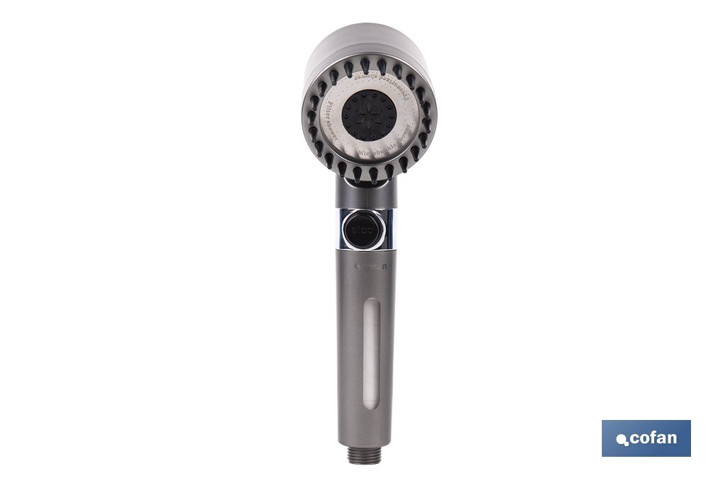 MANGO DE DUCHA CON TRES FUNCIONES, FILTRO Y AHORRO DE AGUA GRIS ANTRACITA