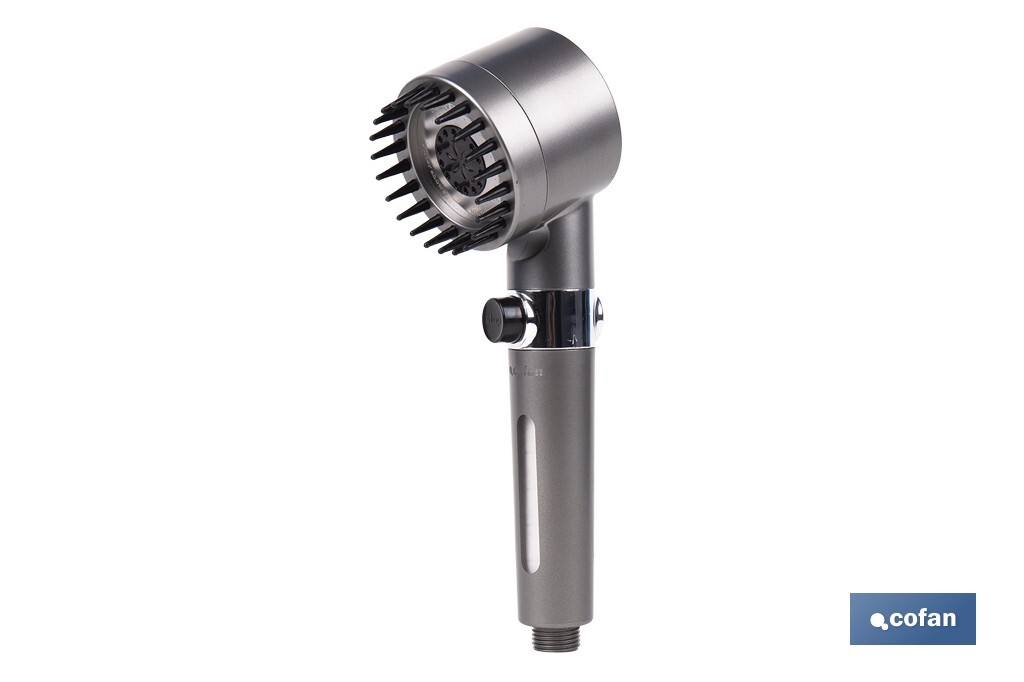 MANGO DE DUCHA CON TRES FUNCIONES, FILTRO Y AHORRO DE AGUA GRIS ANTRACITA